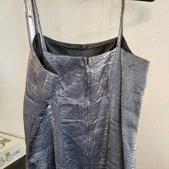 Handmade Satin Slip Dress Metallic Silver Boho Grunge Sz 4 - Picture 4 of 16